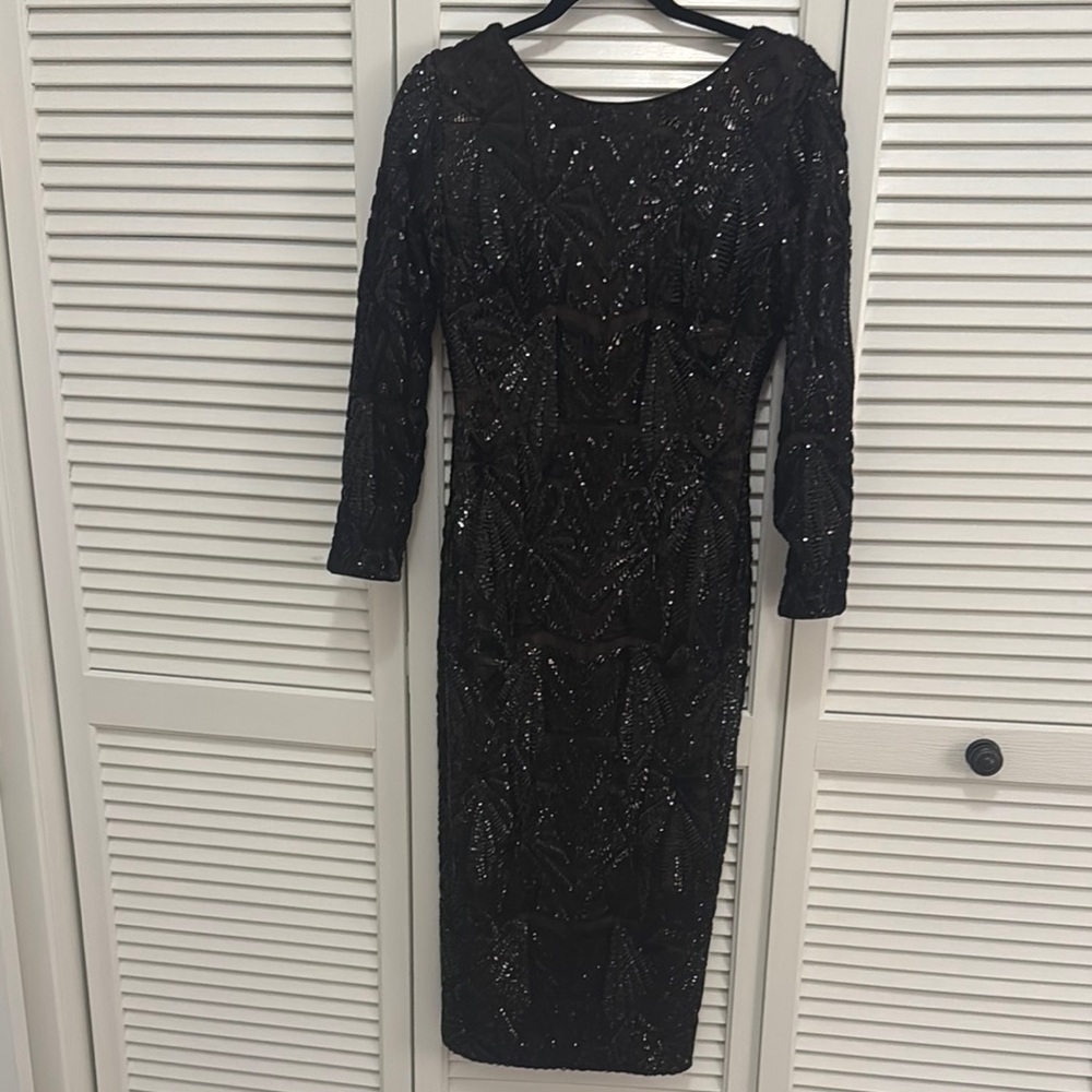 Dress the Population - Elegant Black Sequin Dress- Sz M